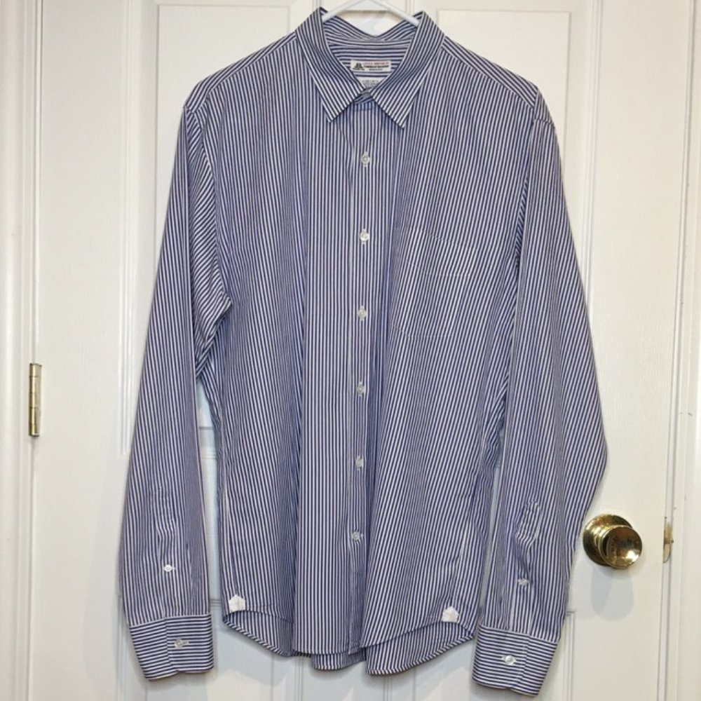 J Crew Men's Blue/White Stripe Button down Size L